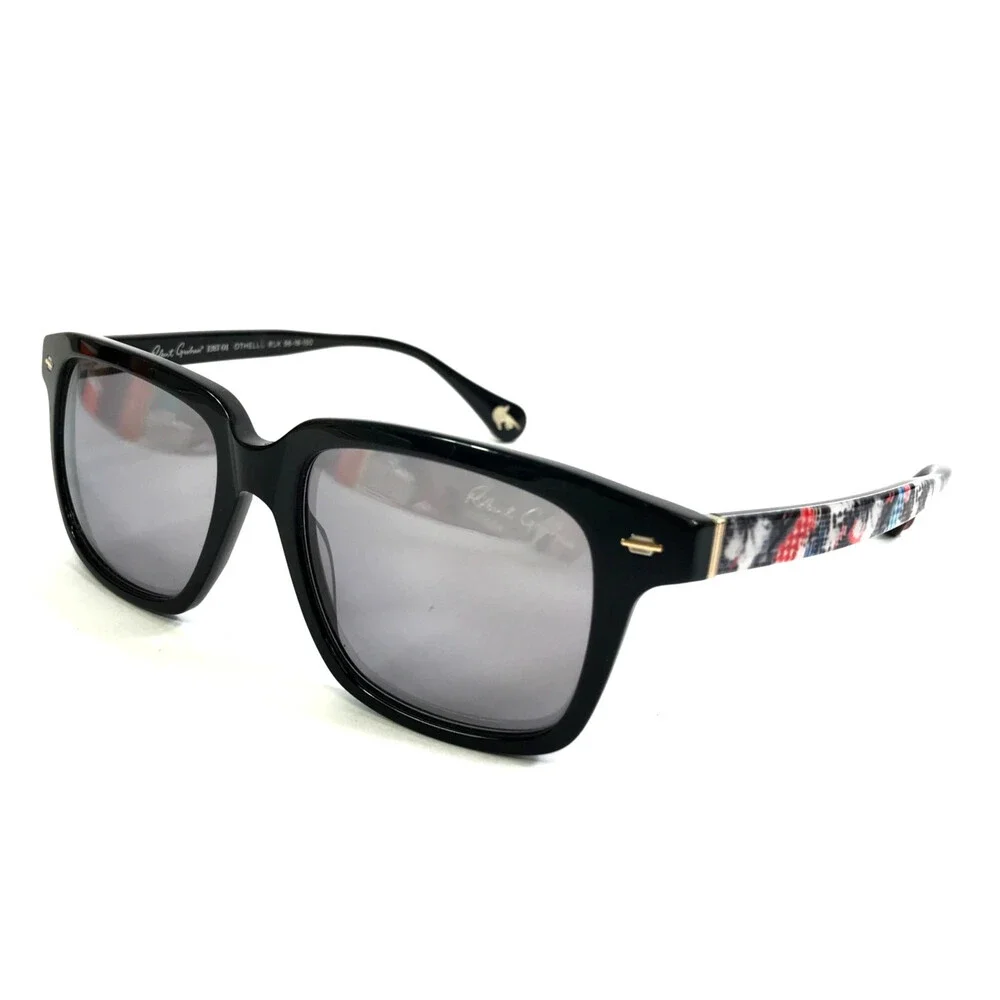 Robert Graham Sunglasses OTHELLO BLK Black Square Frames with Gray Mirror Lenses